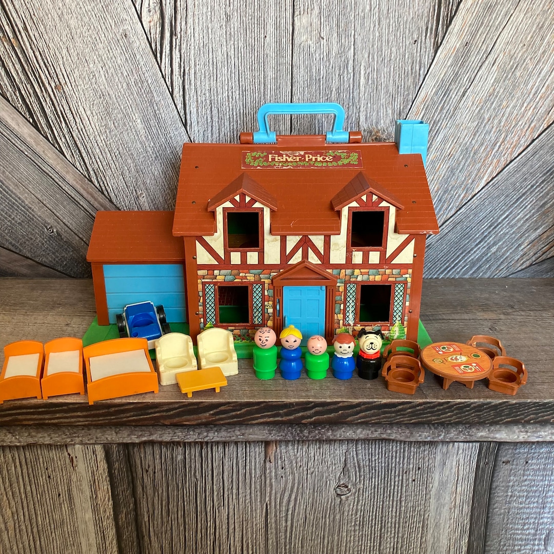Vintage Fisher Price Little People House play Family House Complete ...