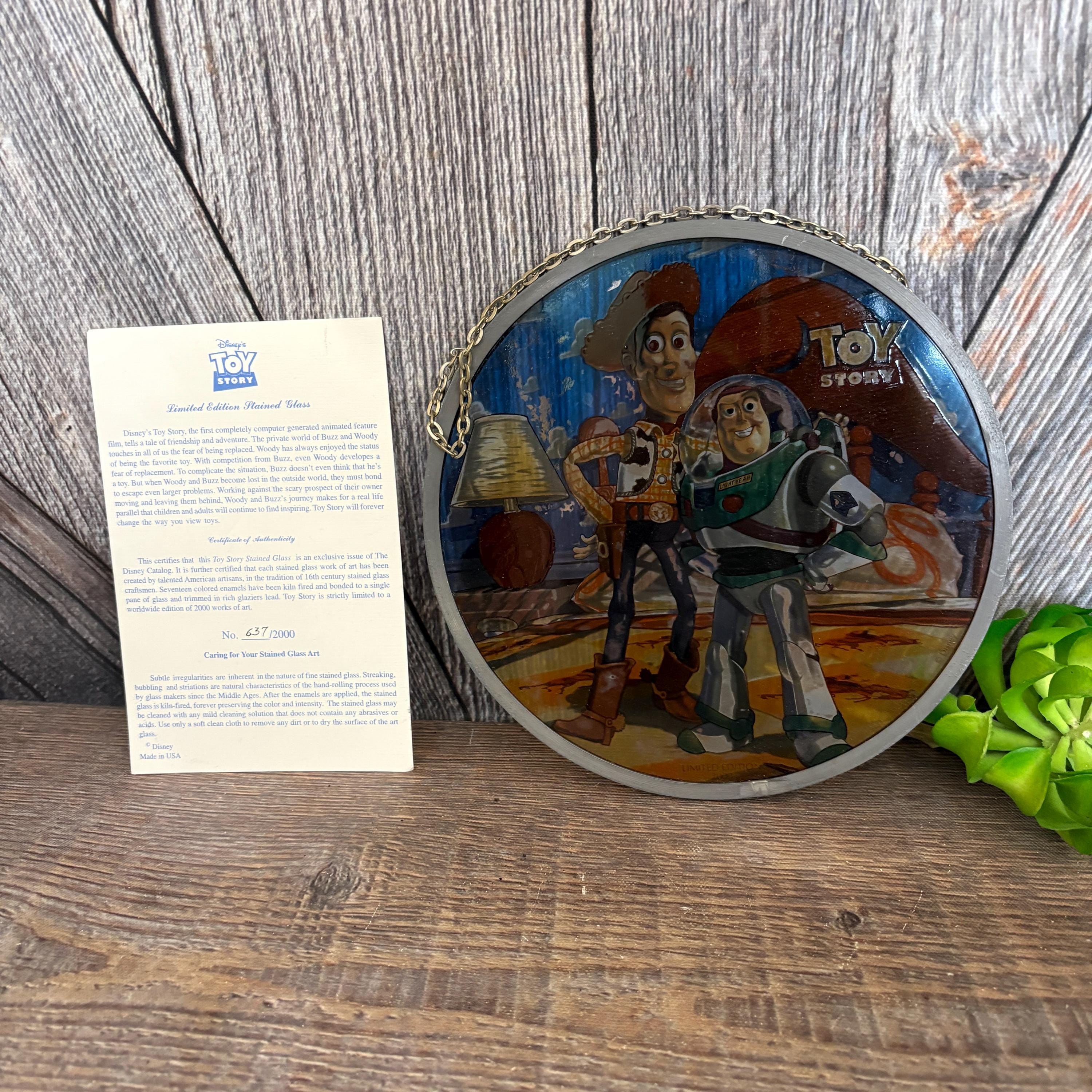 Vintage Toy Story Stained Glass Window, Numbered Woody and Buzz ...