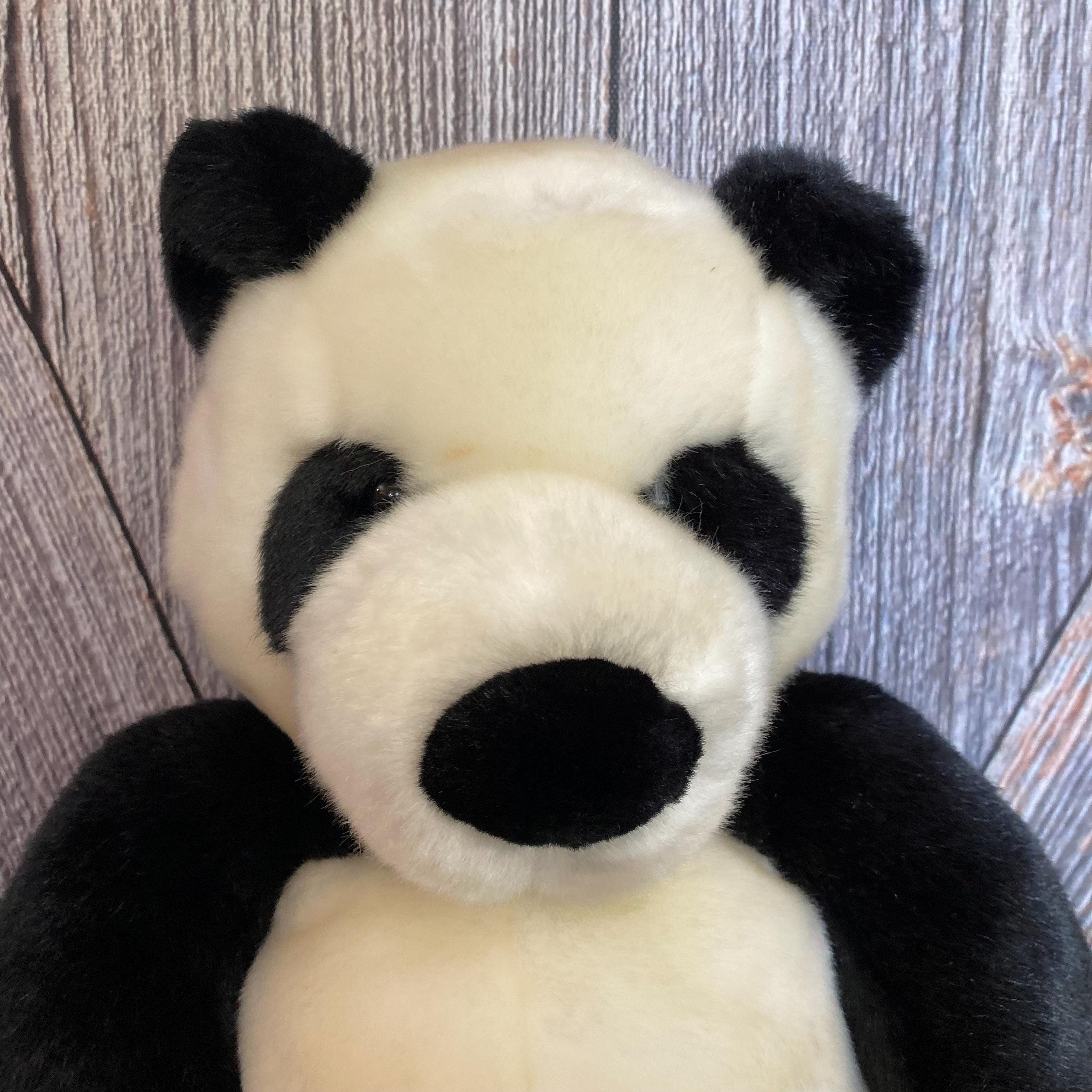 Vintage Panda Bear Plush, Zoo Panda, Black and White Bear, Stuffed