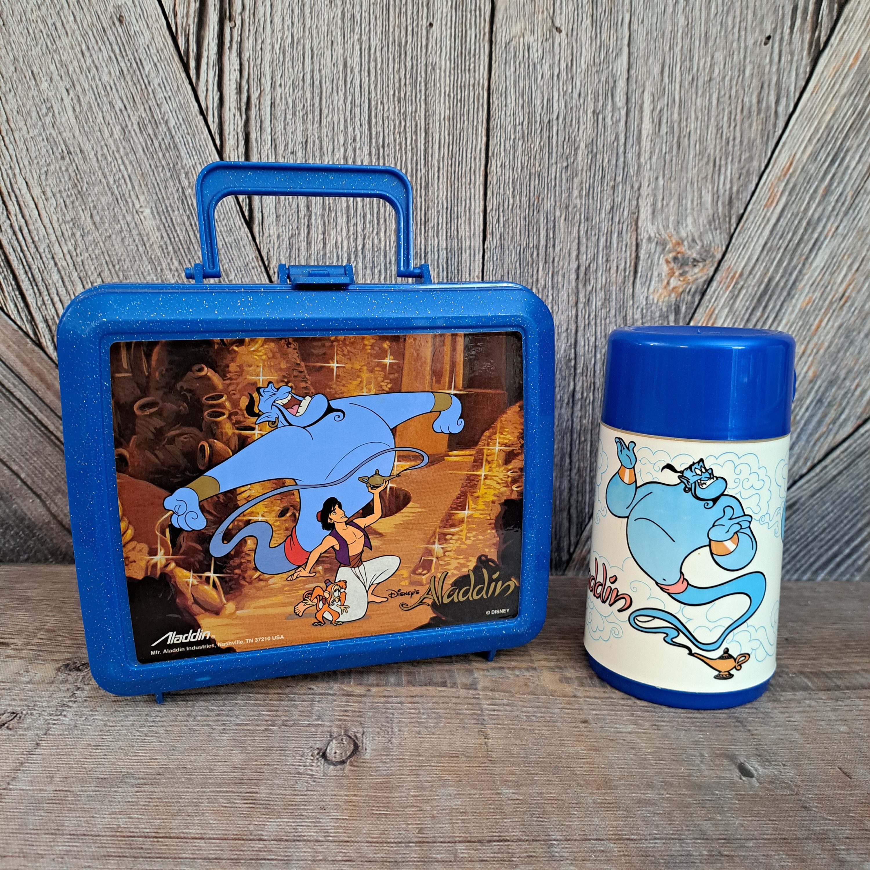Aladdin and Genie Lunch Box and Thermos {vintage 90's Disney Blue