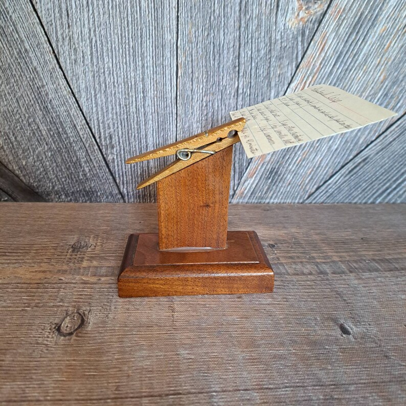 Vintage Clothespin Recipe Holder Grocery List Paper Mail Note Etsy