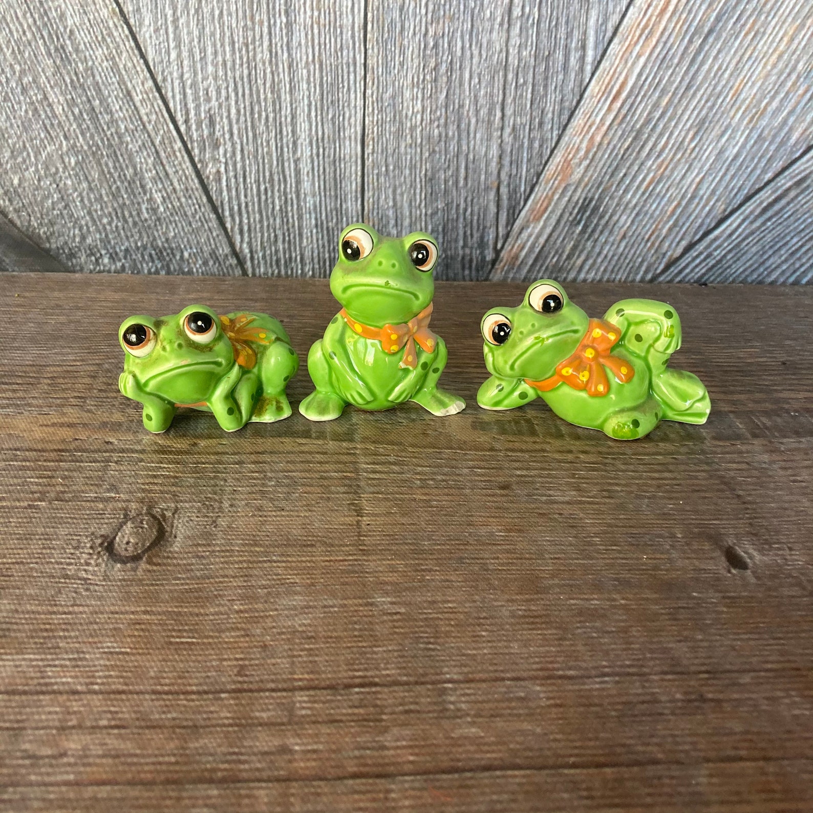 Vintage Ceramic Frog Lefton Trio Toad Gift for Friend Garden Etsy