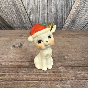 Vintage Napcoware Reindeer Christmas Figurine Ceramic Christmas Figurine Japan Ceramic Kitschy Holiday Decoration Ornament Bone China