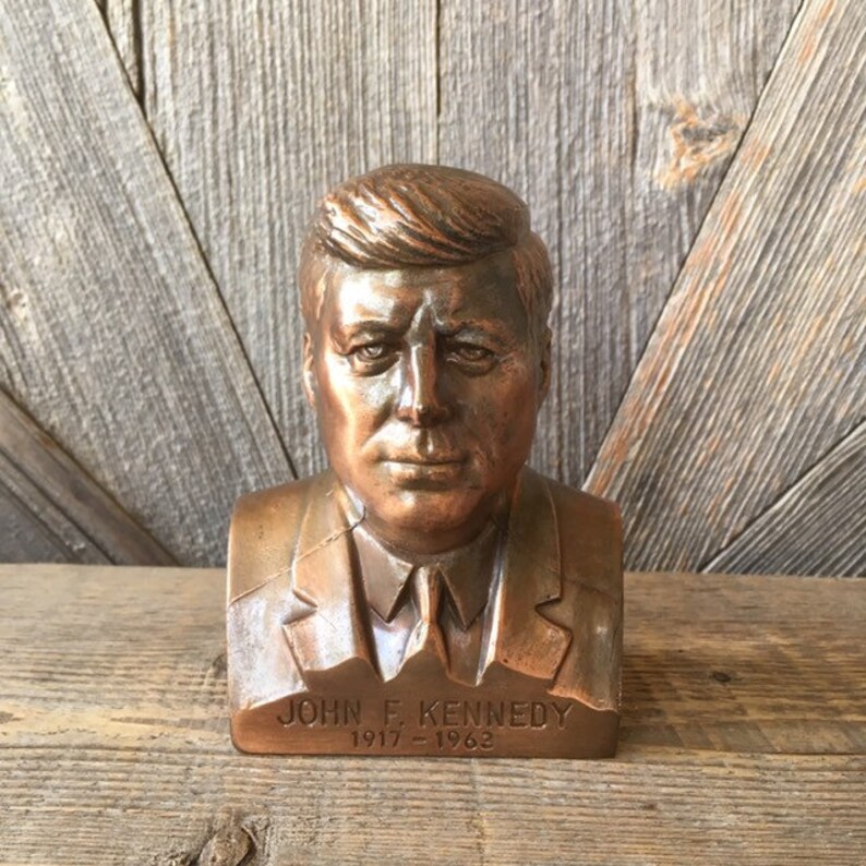 John F. Kennedy Bank Vintage Bronze Coin Piggy Bank Etsy