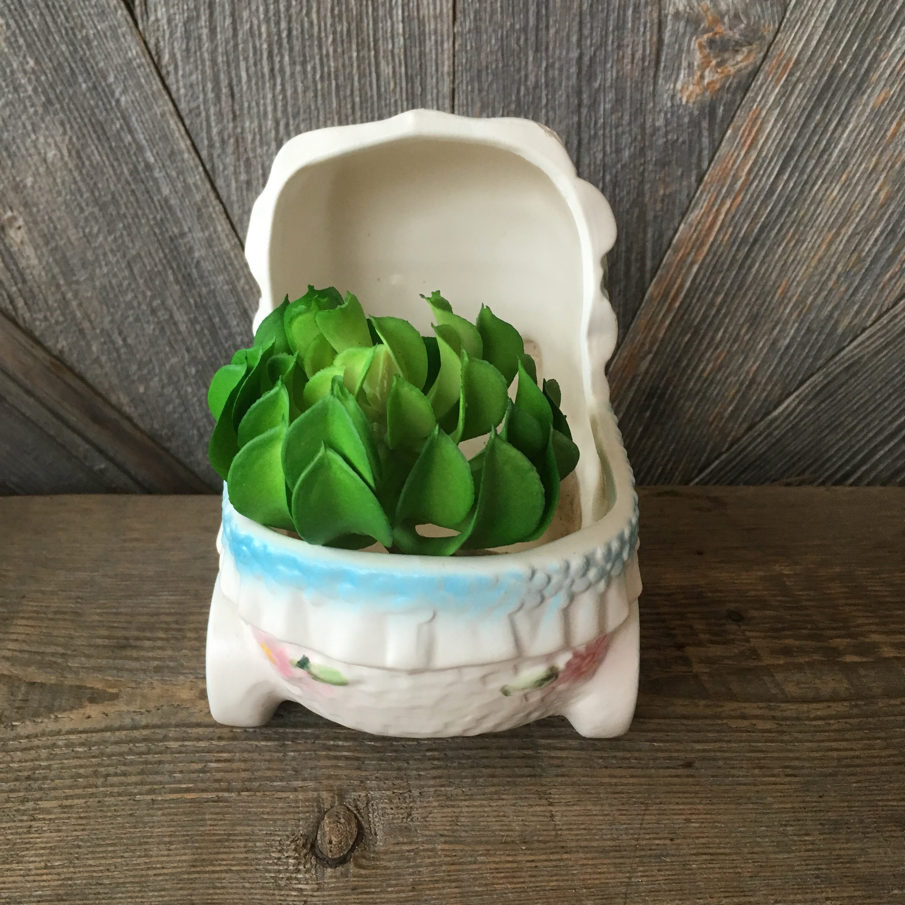 Vintage Ceramic Baby Planter Cute Ceramic Baby Pink Blue Etsy