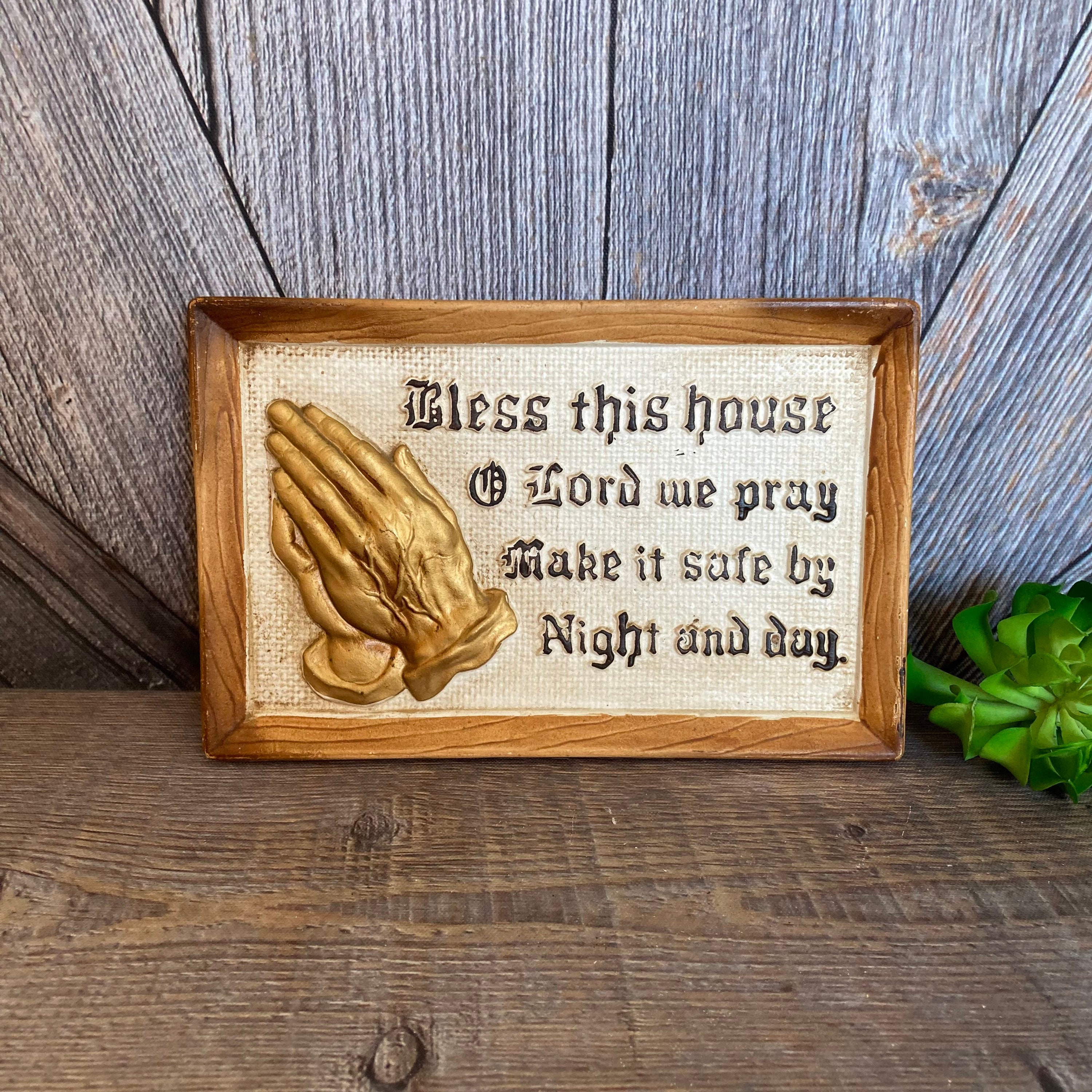 Vintage Bless This House Wall Hanging Plaster House Warming Gift