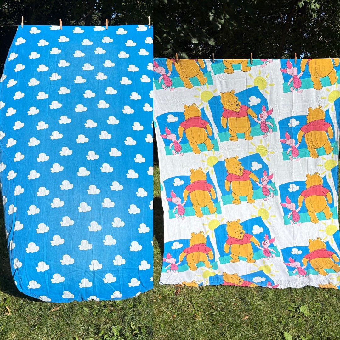 1990s Sheets Vintage Pooh Sheets Set- Twin Flat, Fitted Bottom Vintage 90s Twin Bed ...