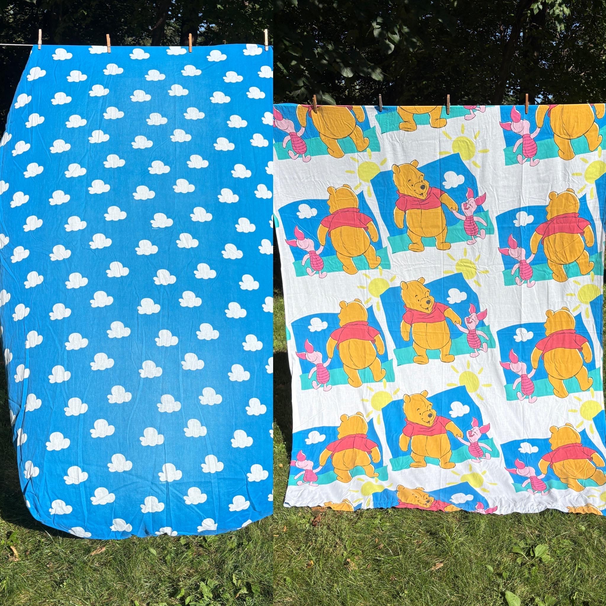 Vintage Pooh Sheets Set- Twin Flat, Fitted Bottom Vintage 90s Twin