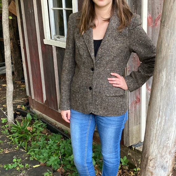 Vintage Plaid Jacket Fall Coat Blazer Work Jacket Cou… Gem