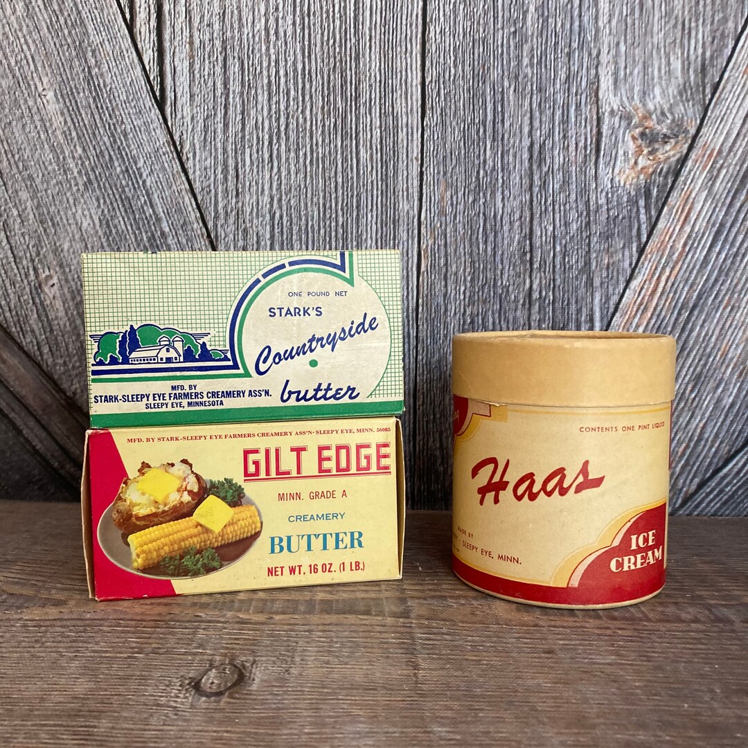 Vintage Sleepy Eye Minnesota Butter and Ice Cream Containers Etsy
