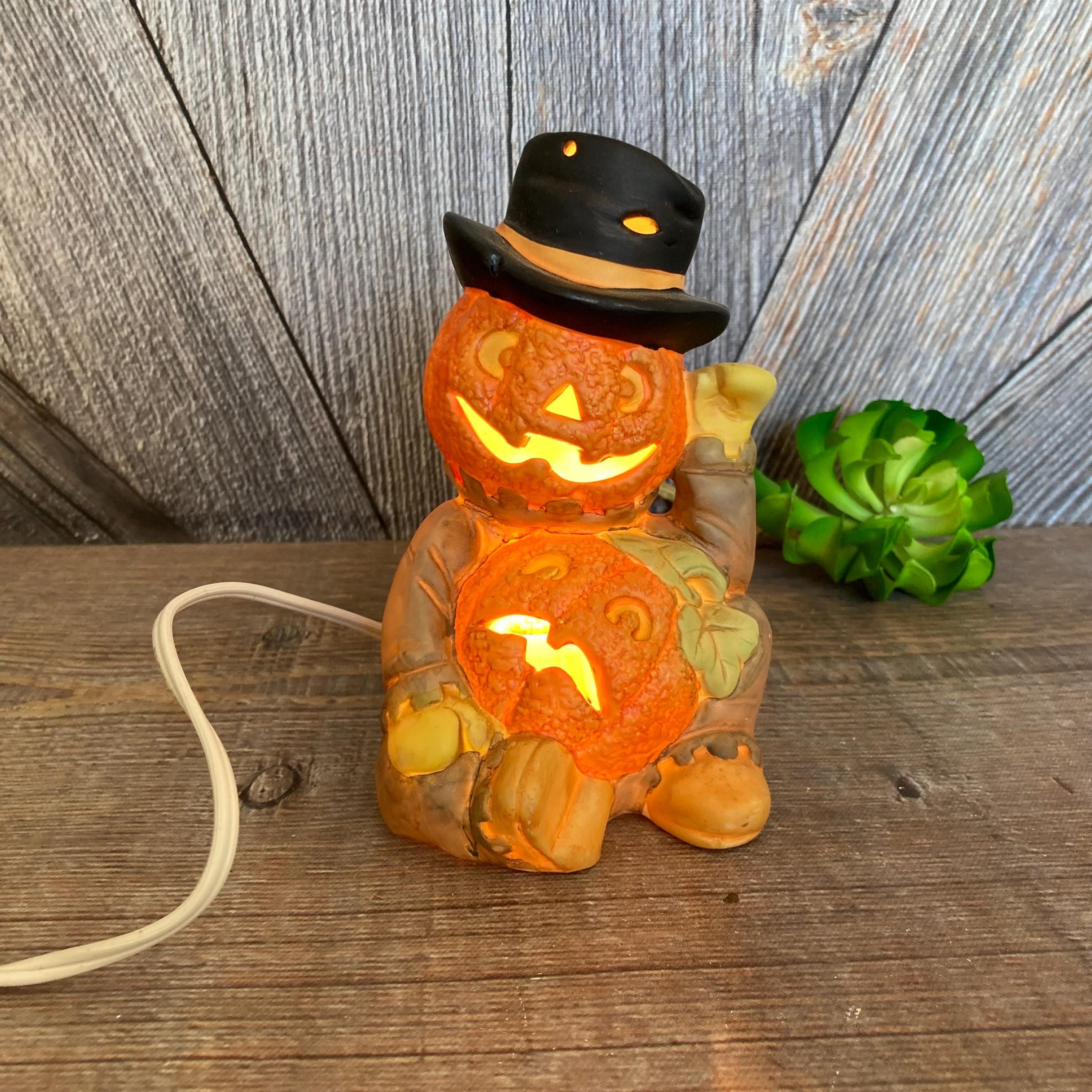 Vintage Halloween Pumpkin Light Halloween Pumpkin Head Man Lighted