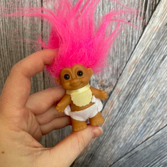 Vintage Troll Dolls {3 Russ Berrie Baby Trolls Miniature {2 inch Troll}  Vintage Troll Doll Lot DIY Crafting Mini Small Troll Dolls Set