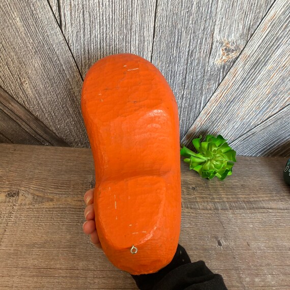 Vintage Wooden Shoe Wall Hanging {Orange Painted … - image 5
