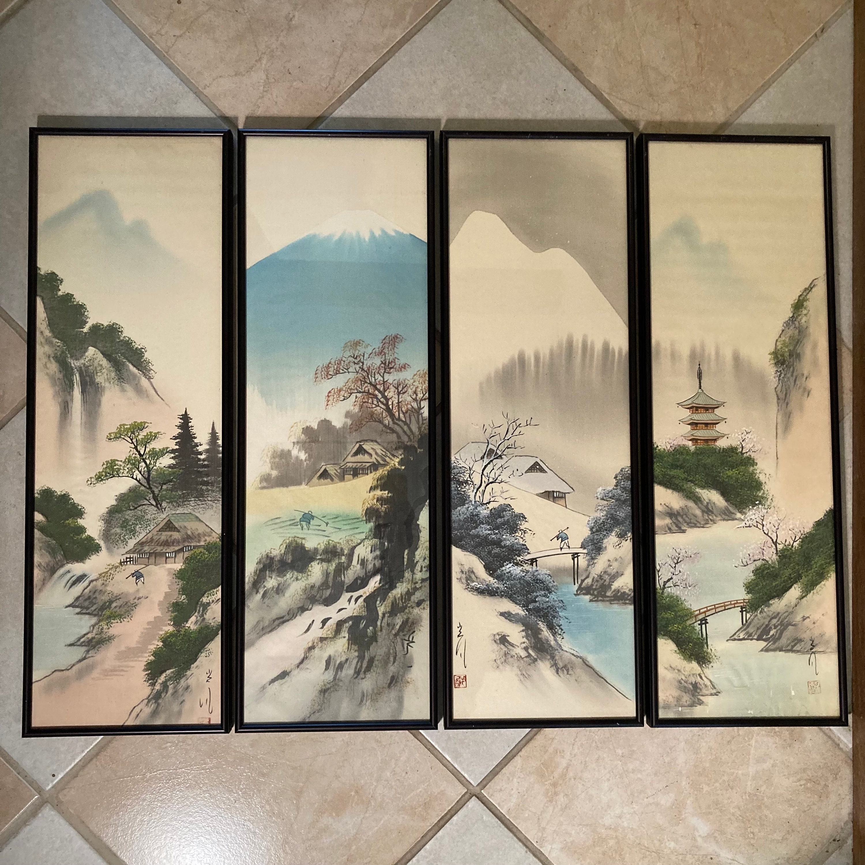 Affiche Vintage Originale Des Années 80, Paysage Montagneux Du Japon, 21x30 Pouces, état Neuf De Stock