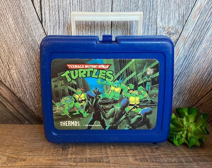 Teenage Mutant Ninja Turtles Lunch Box vintage 80s 90's 1989 Blue