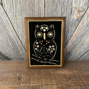 Vintage Owl String Art Metal Art  Embroidery {Handmade Owl Kitschy Wall Hanging Picture} Embroidered Wall Hanging Finished 70s Handmade