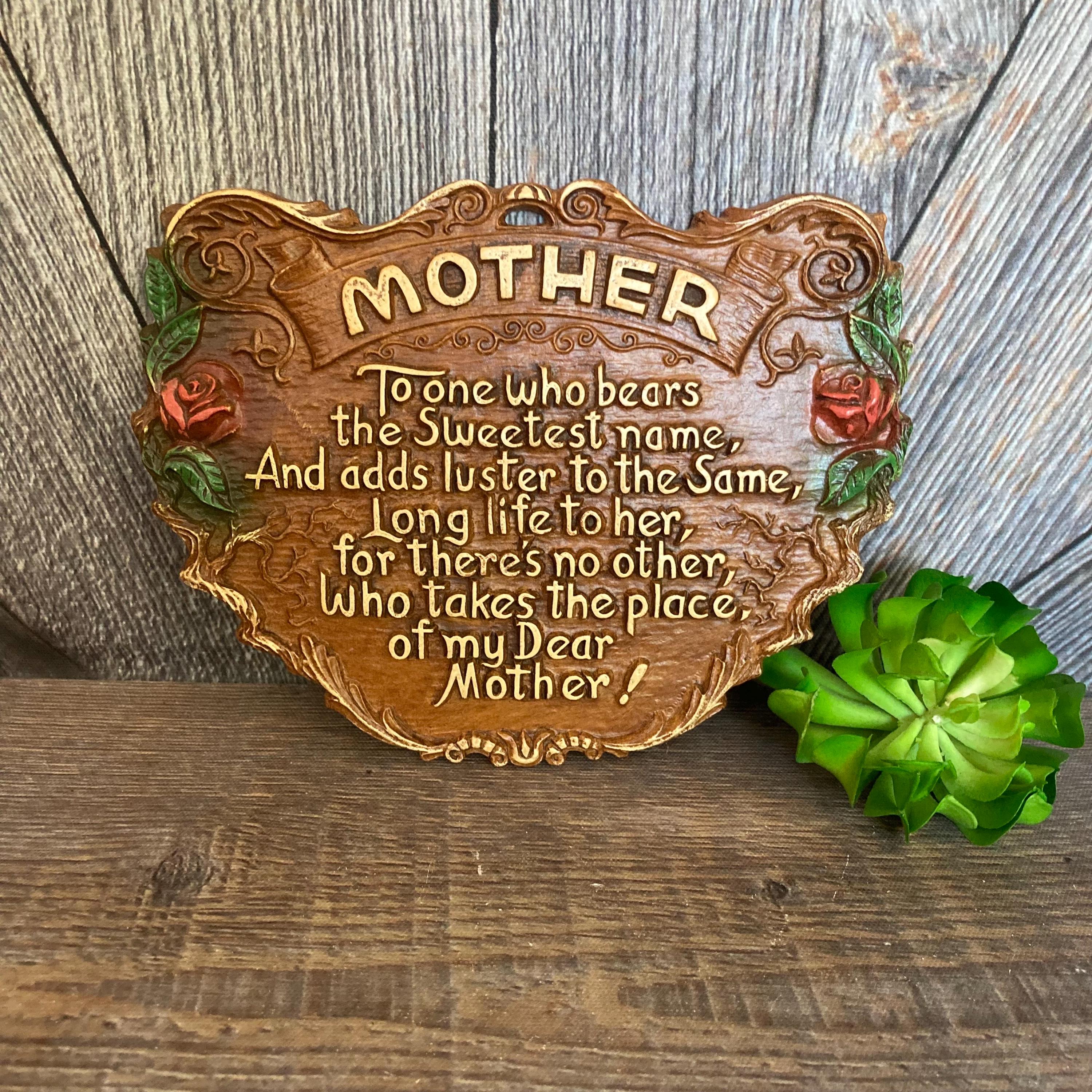 Vintage Mother Wall Hanging Gift for Mom Mother's Day Plaque Mom