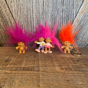 Vintage Troll Dolls {Russ Berrie Baby Trolls Miniature {2 inch Troll} Vintage Troll Doll Lot DIY Crafting Mini Small Troll Dolls Set