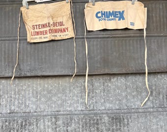 Vintage canvas nail pouch, Pick 1 Steinke Seidl Lumber Co or Chimex. Pick 1