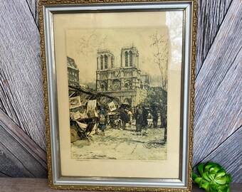 Vintage Japan Bin Kashiwa Print Paris Naïf Notre Dame Et Les Quais