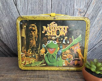 1978 The Muppet Show Dr. Teeth Metal Lunch Box {Vintage Thermos Metal Lunch Box} Jim Henson's Muppet Miss Piggy Kermit Storage Container