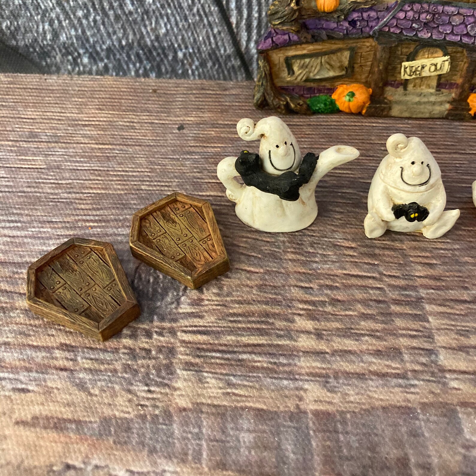 Vintage Halloween Tea Set Miniature Ghost Figurines Halloween Etsy