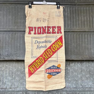 Vintage Pioneer 349 MF Hybrid Seed Corn Sack 60s Pioneer 349 MF sack cloth.