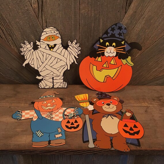 4 Vintage Halloween Decoration Amscan Trick Or Treat Bear Etsy