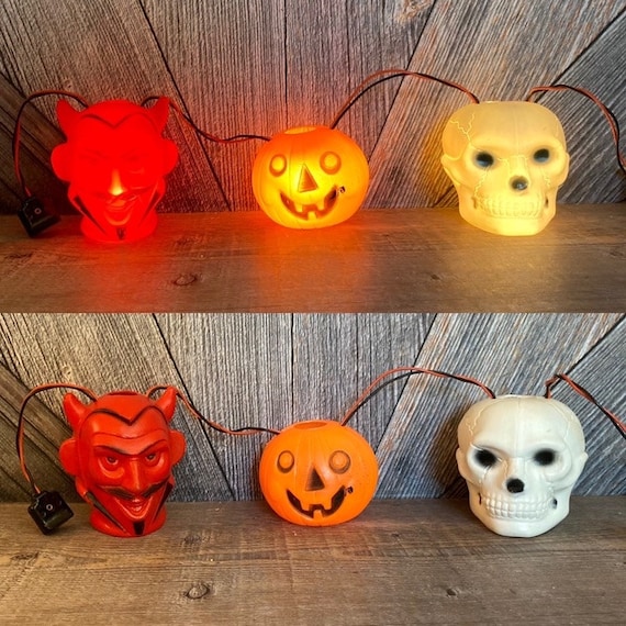 Vintage Peerless Halloween Blow Mold Light Devil Skull