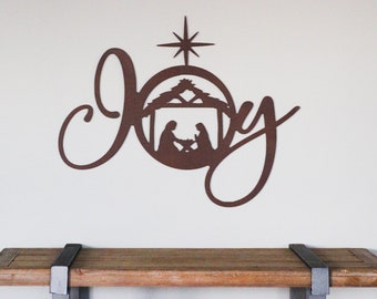 Joy Nativity Wall Decor - Christmas Nativity - Joy Sign - Home Decor - Christmas Decor - Holiday Gift Idea - Weatherproof