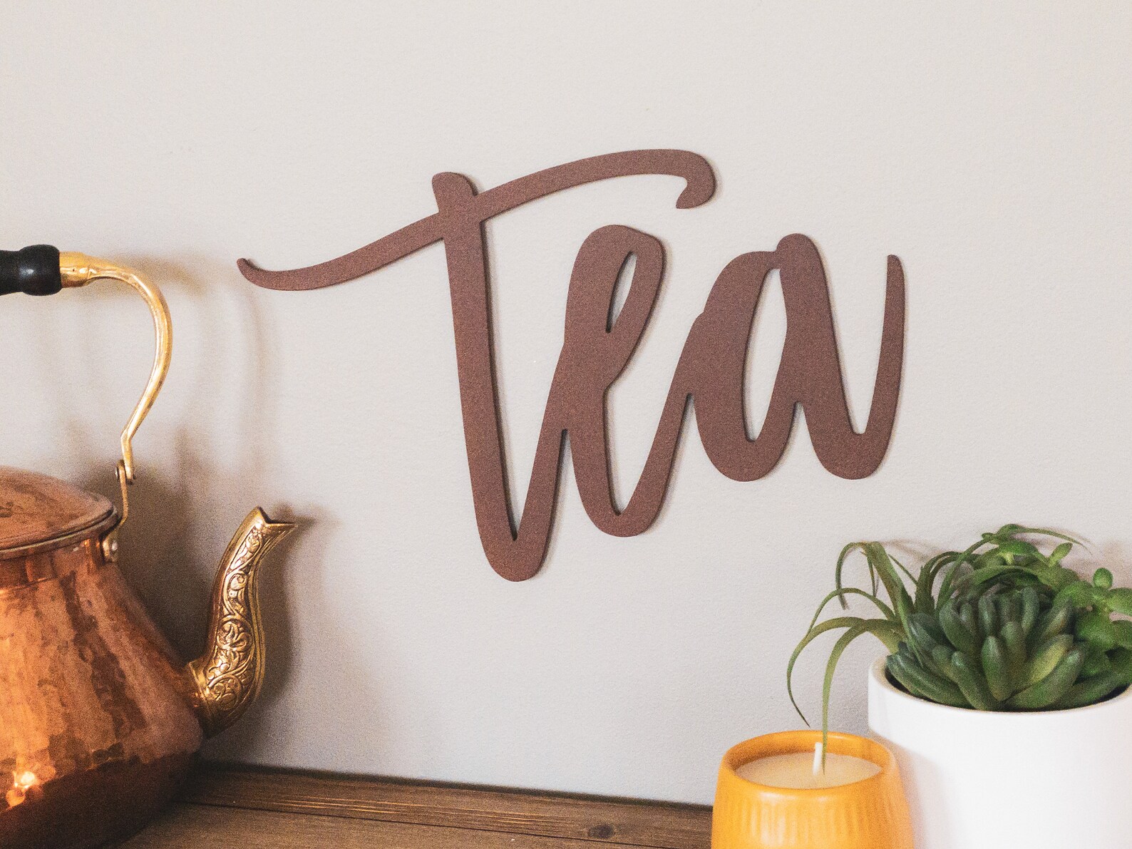 Tea Sign Metal Tea Sign Script Font Tea Sign Cursive Tea Etsy