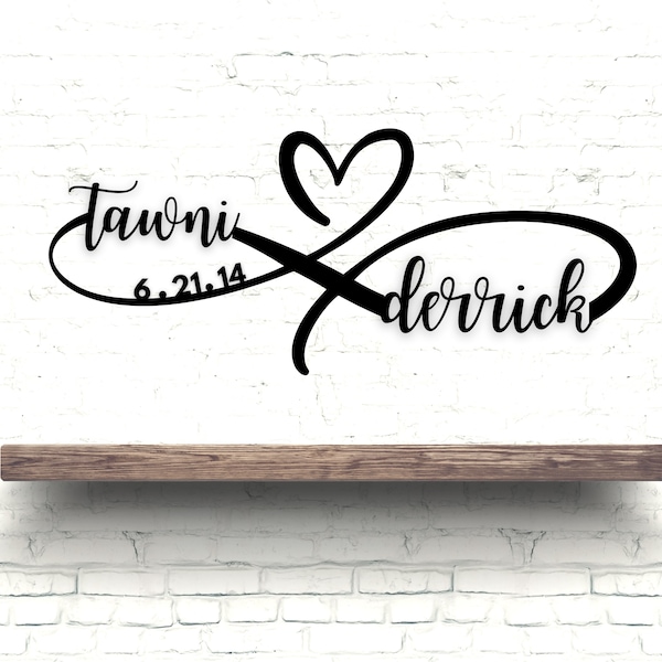 Personalized Metal Infinity Symbol with Names - Personalized Infinity Heart - Wedding Infinity Symbol - Anniversary Gift - Wedding Gift