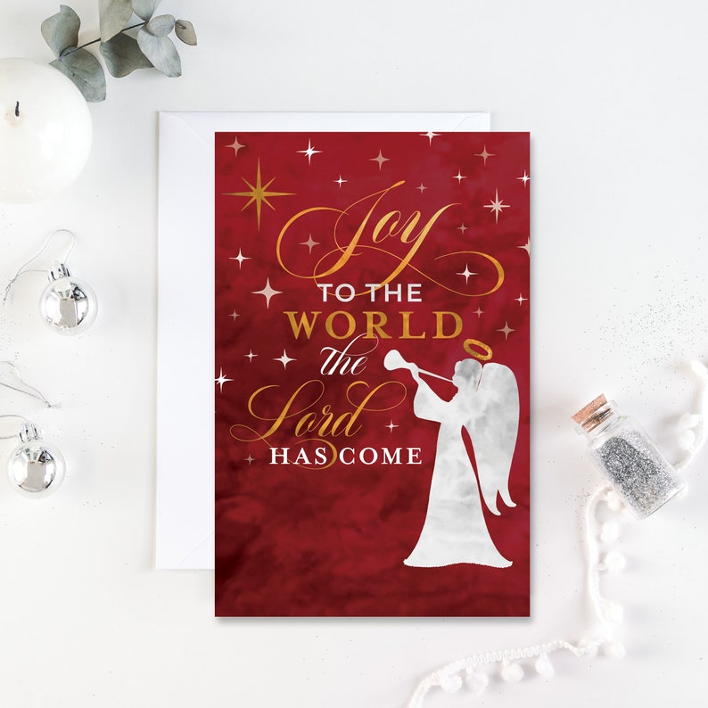 Joy to the World 4.6 x 7.2 Christmas Card Etsy