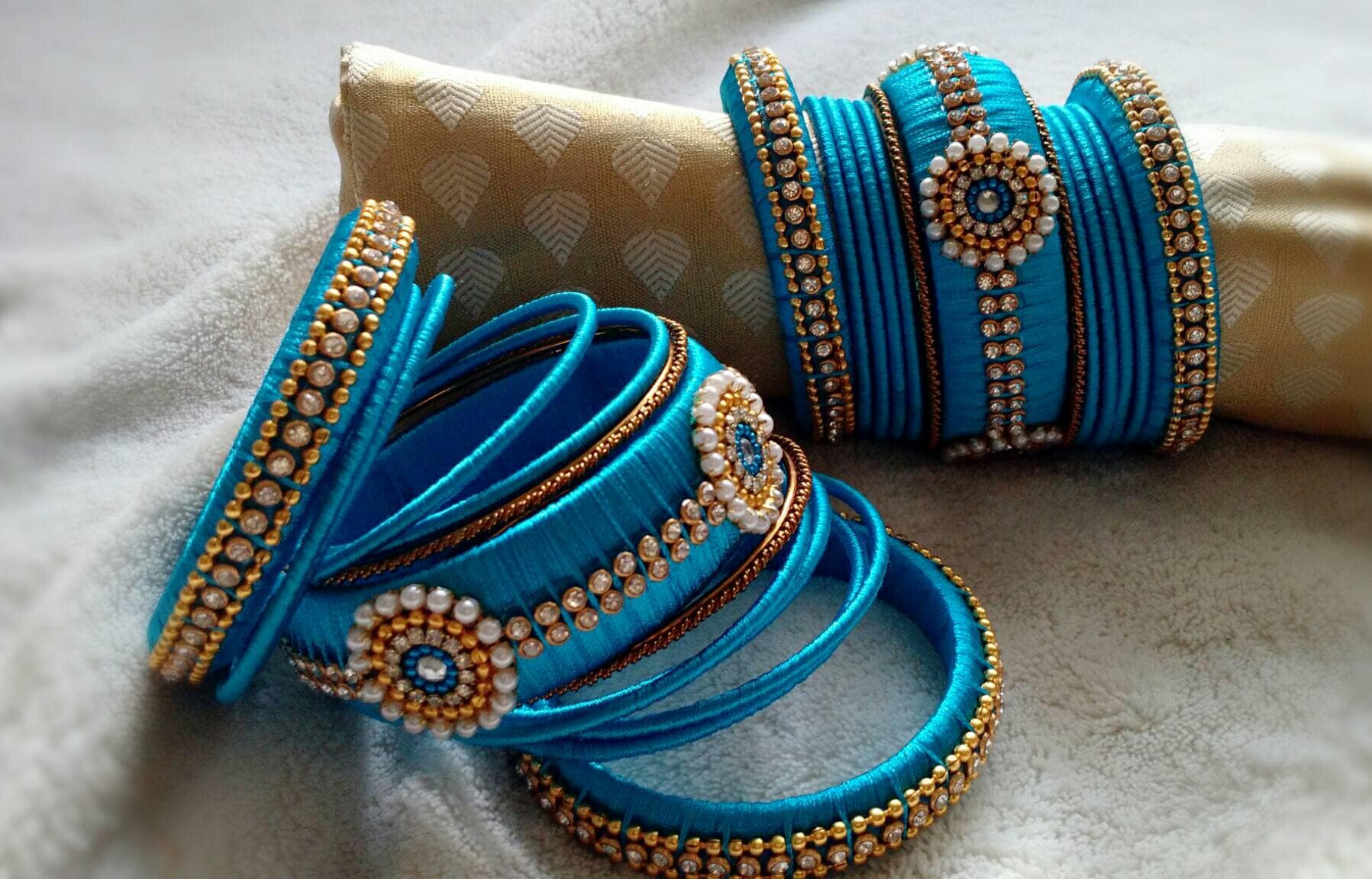 Silk Thread Jewelry DARK BLUE A Set of 26 Handmade Silk Thread