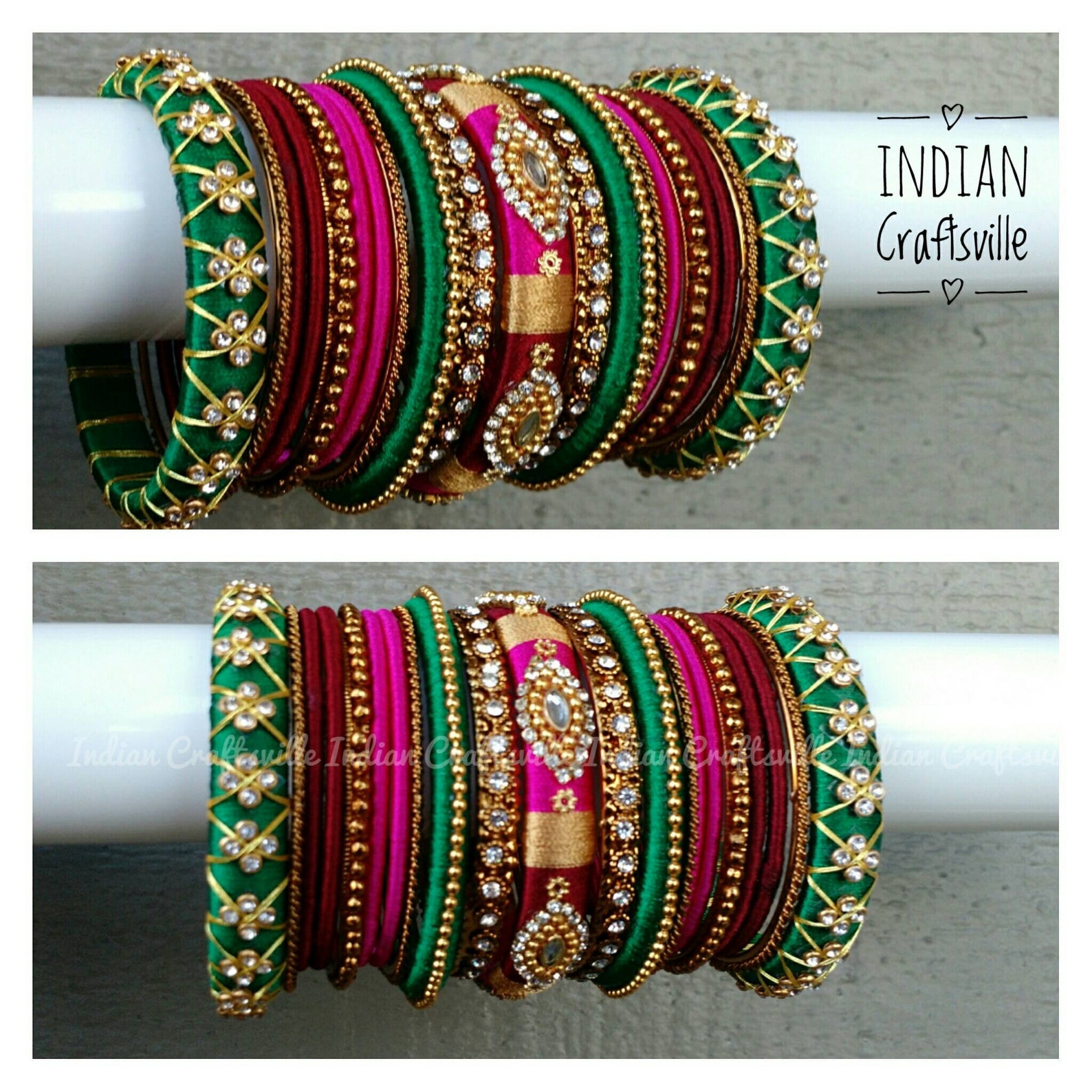 Indian Silk Thread Bangles 42 Bangles for Both Hands - Etsy