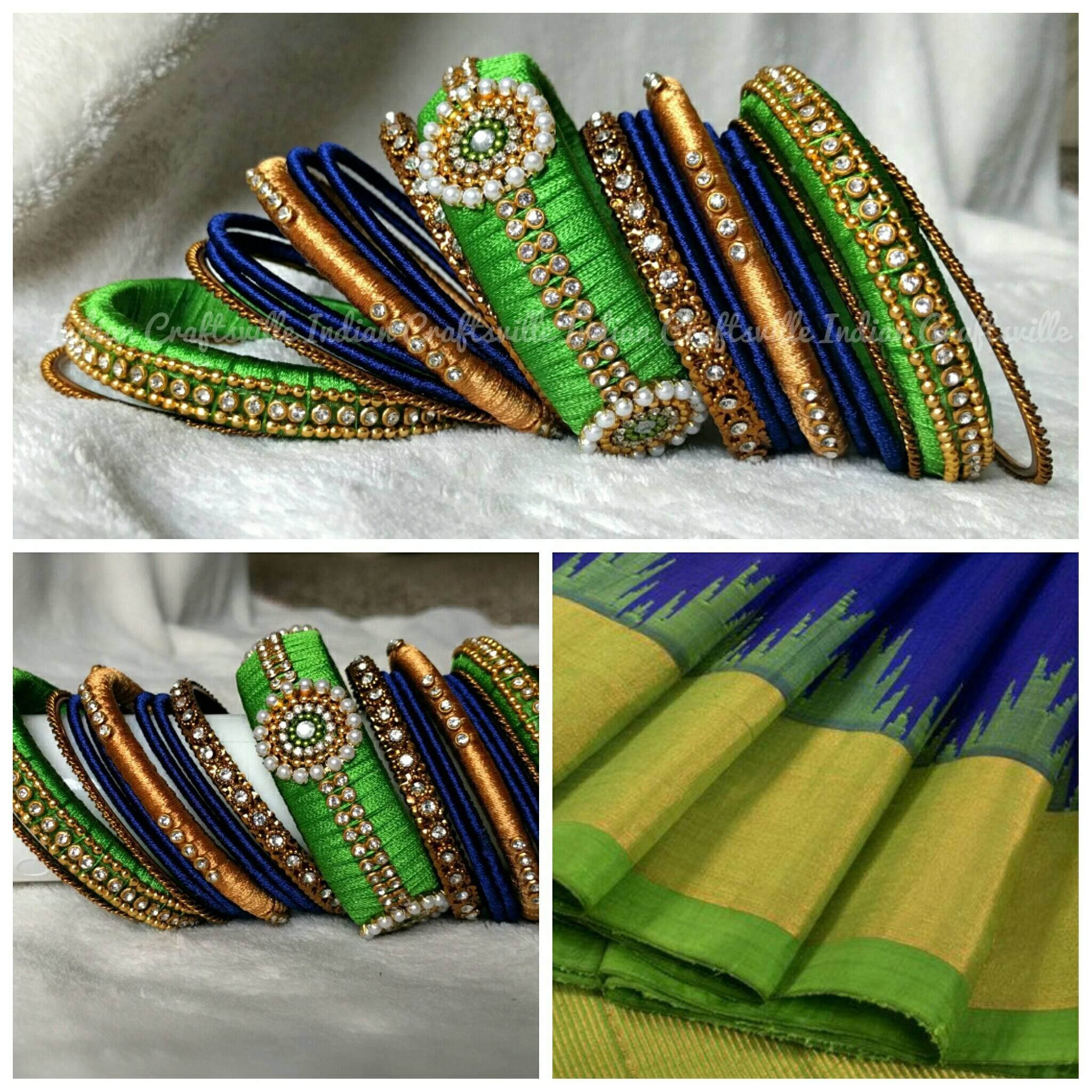 SILK Thread BANGLES in bright colors for CEREMONIAL use - Indian Festivals