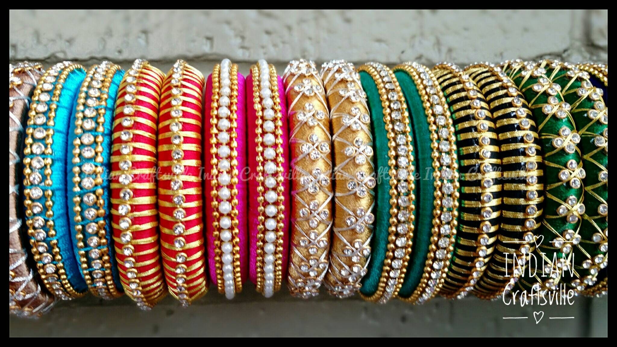 Bulk Order Silk Thread Indian Bangles Assorted Zari Etsy
