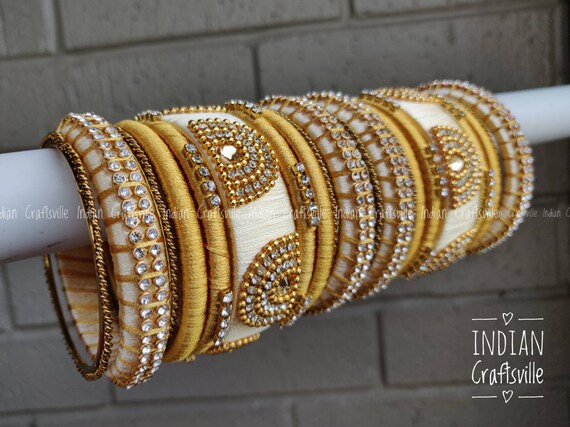 White silk thread best sale bangles
