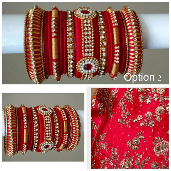 Red silk thread bangles deals