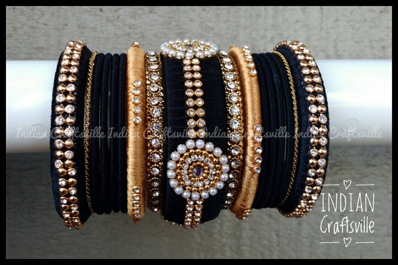 Silk Thread Bangles Indian Bangle Set of 34 for Both Hands - Etsy ...