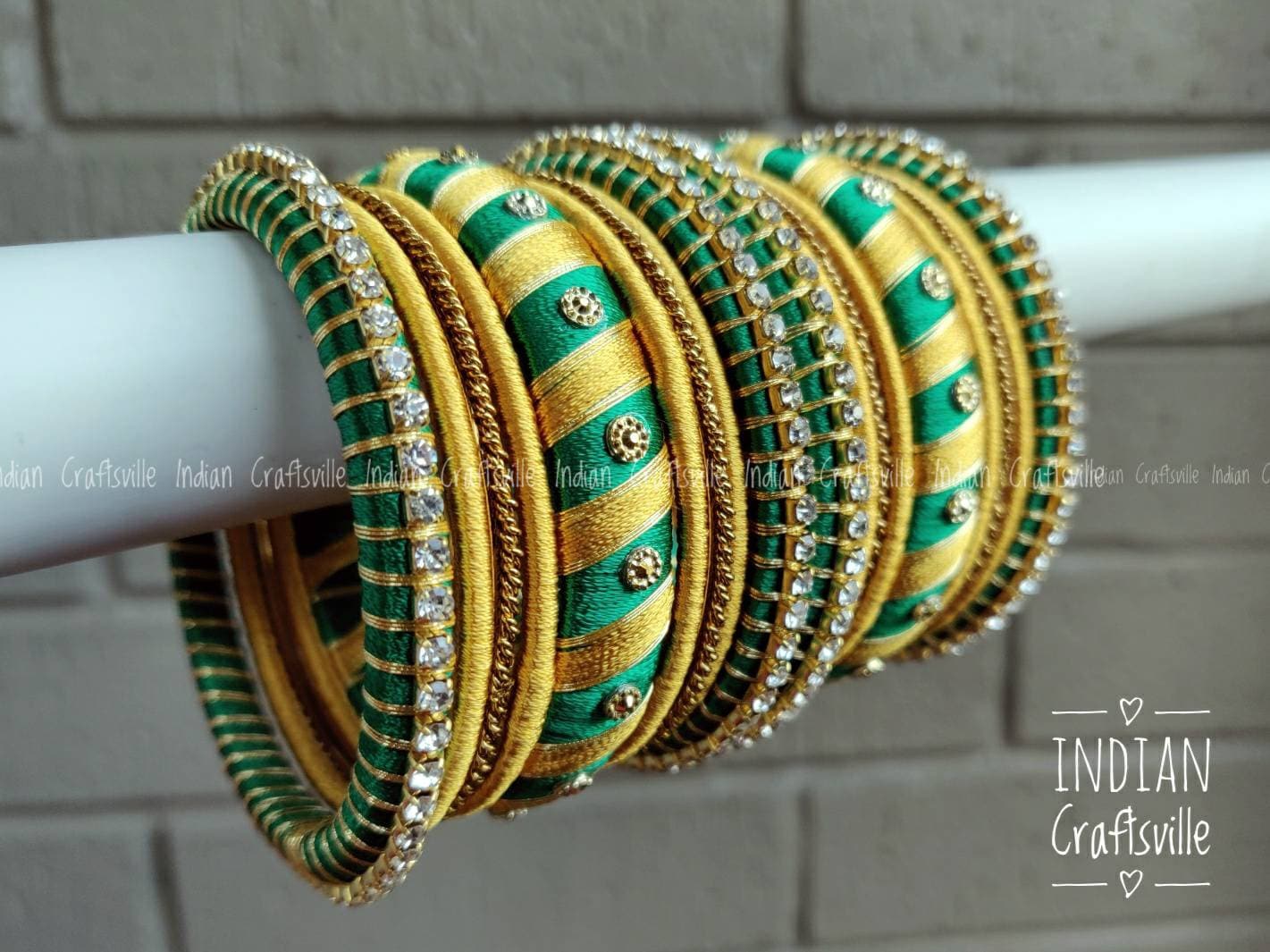 Silk Thread Bangles Designer Bangles for Girls 18 Emerald - Etsy