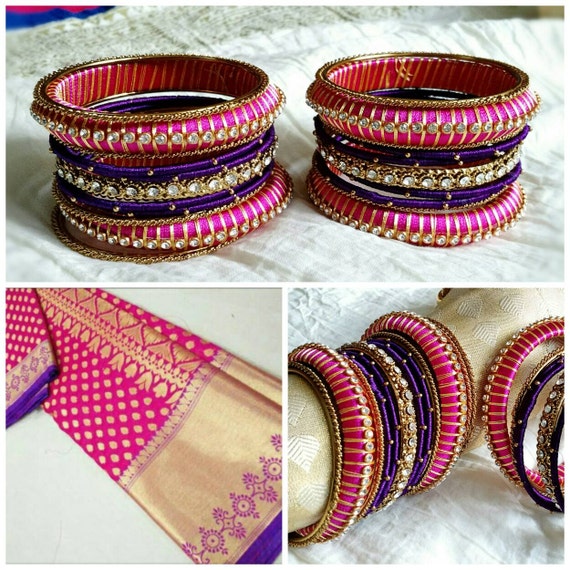 Pink thread bangles deals