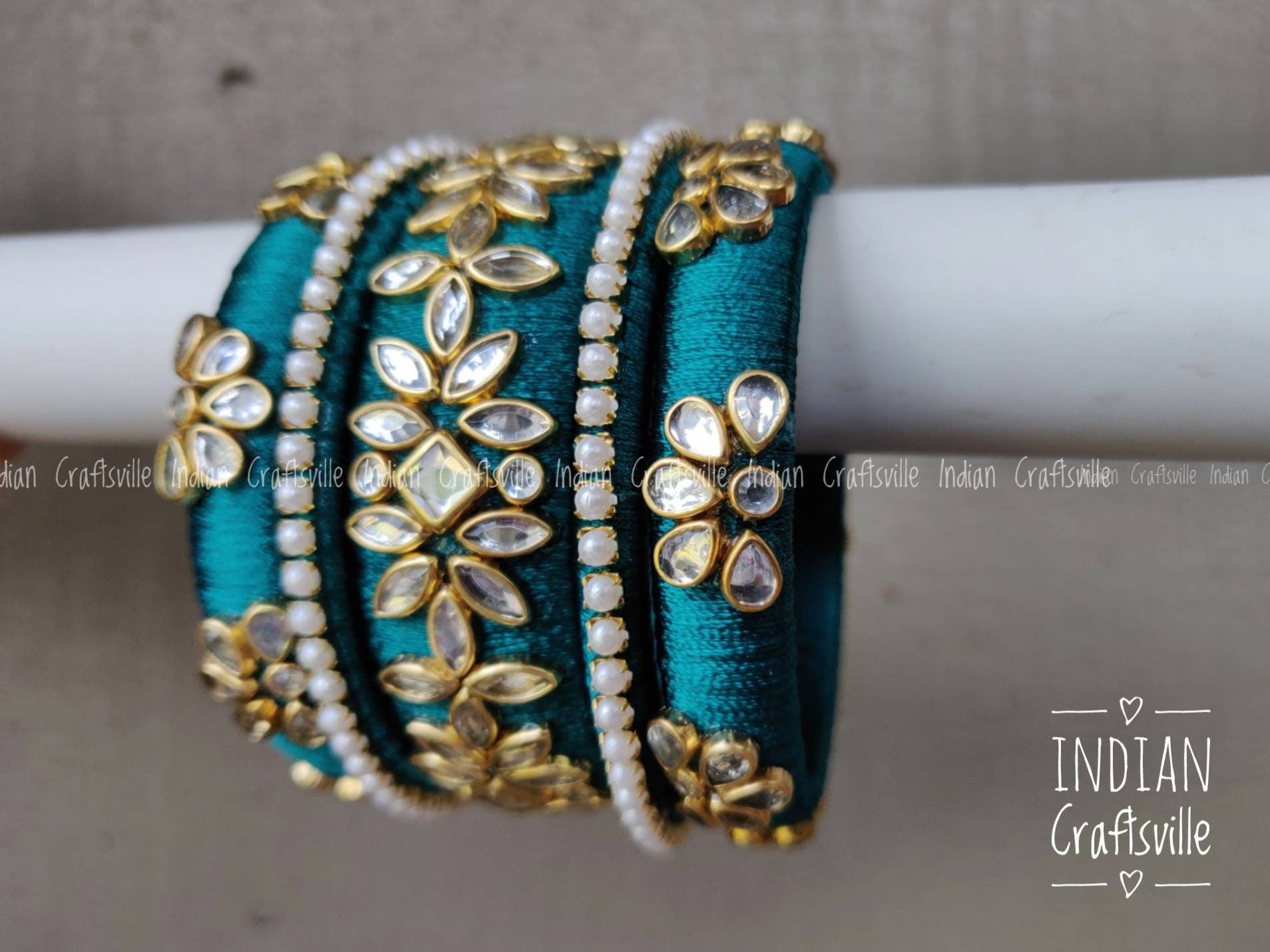 Silk Thread Kundan Bangles Set of 10 bangles for both hands Etsy