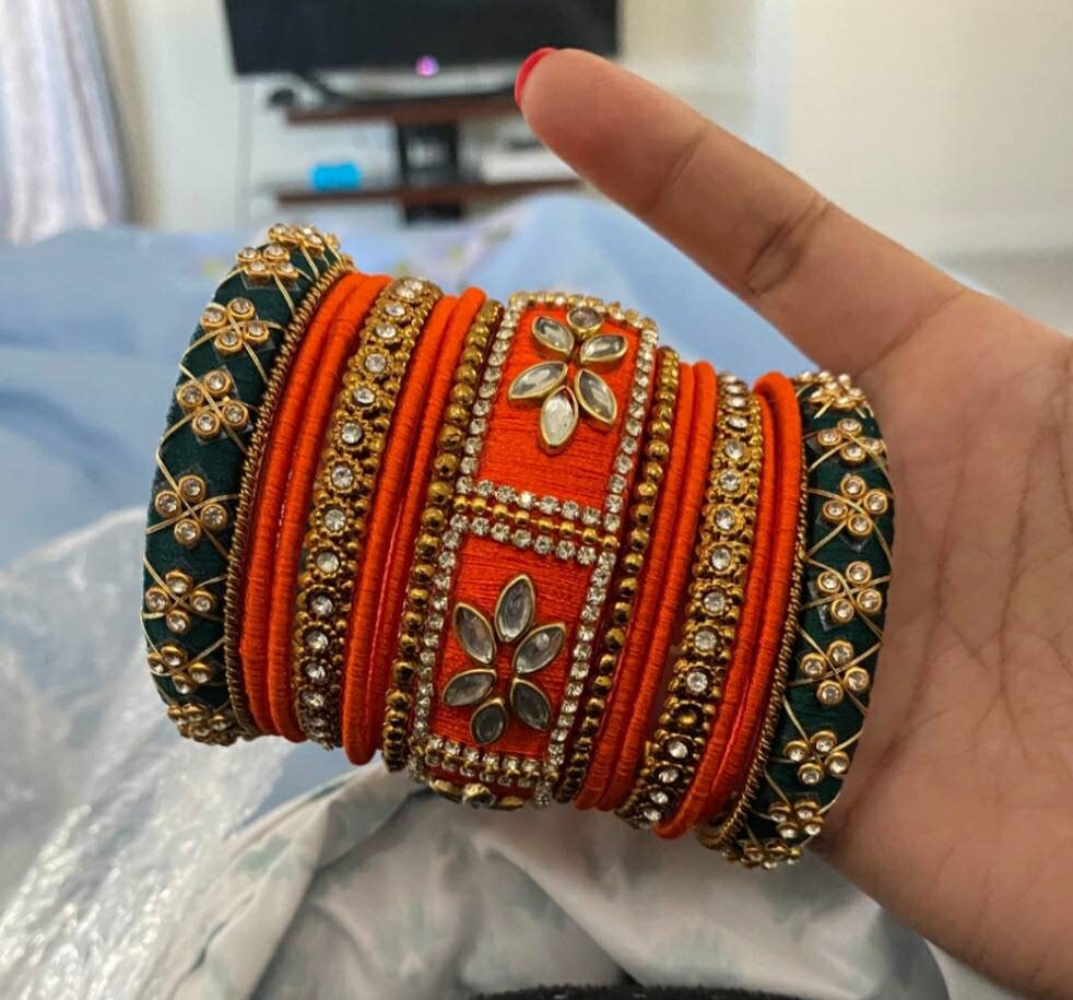 Silk Thread Bangles ( set of 6 )