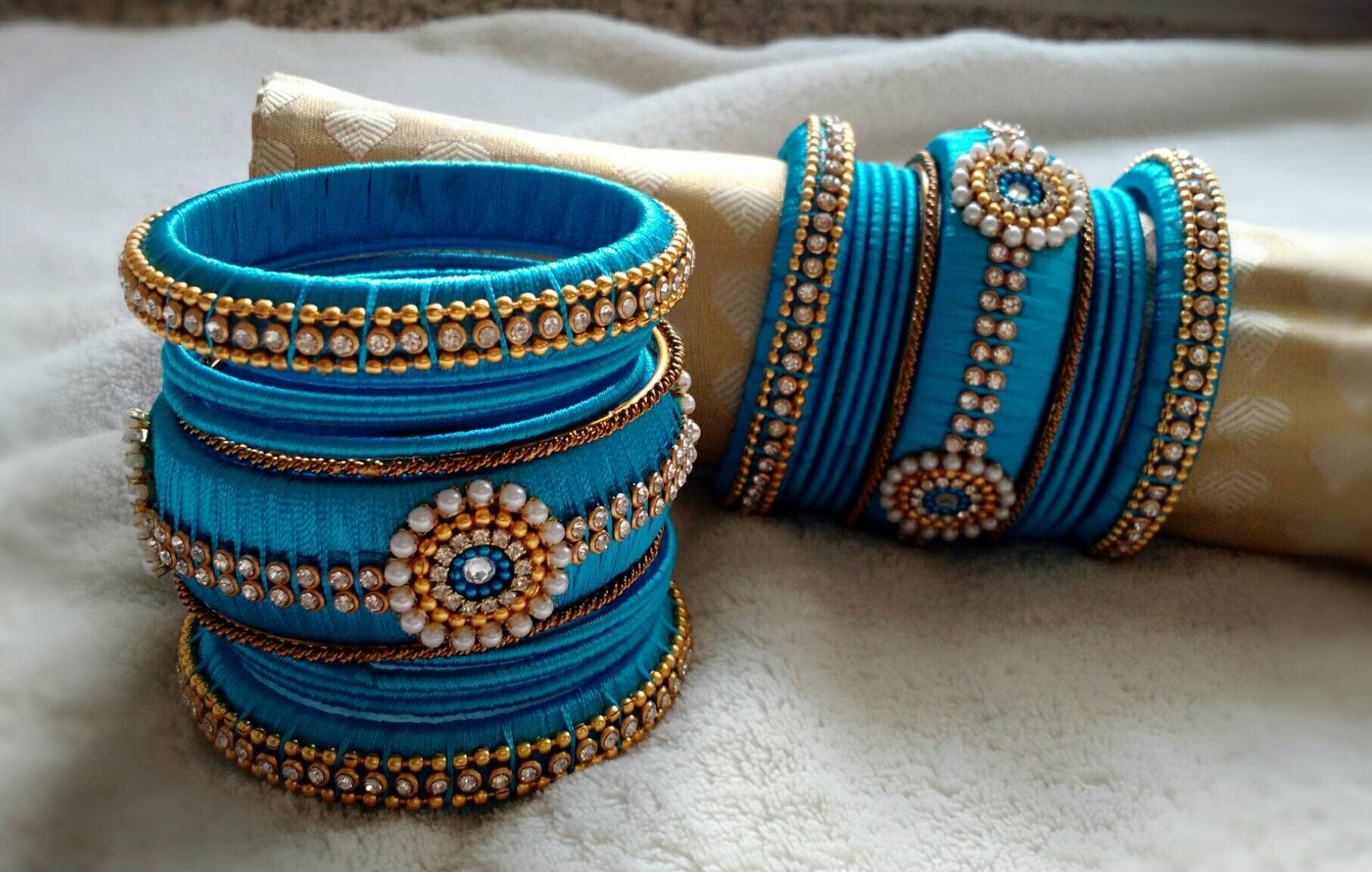 Blue thread bangles clearance