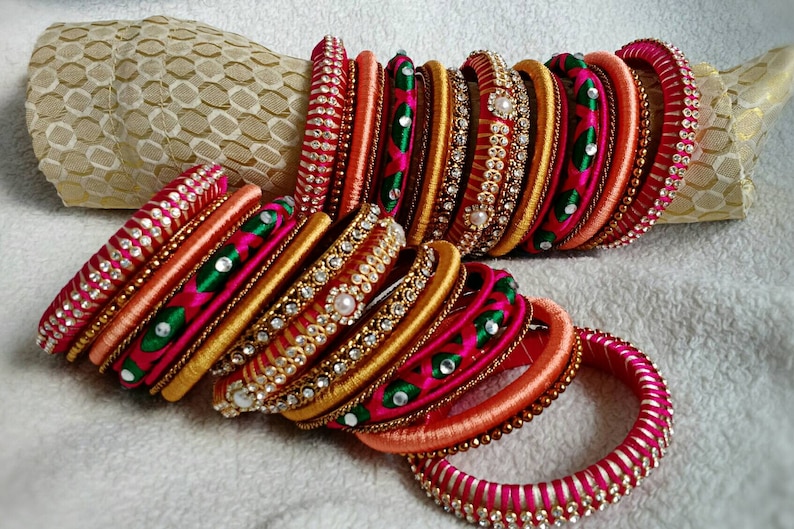 Buy Silk Thread Bangles Set of 42 MULTICOLOR Bridal Bangle Online in