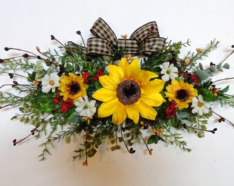 Decorative Sunflower Wreath Handmade Floral Swag for Wedding Arch Front Door Wall Decor GREENWISH 30 Inch Artificial Sunflower Swag with Eucalyptus Leaves & Lavender Decorative Sunflower Wreath Handmade Floral Swag for Wedding Arch Front Door Wall Decor GREENWISH 30 Inch Artificial Sunflower Swag with Eucalyptus Leaves & Lavender