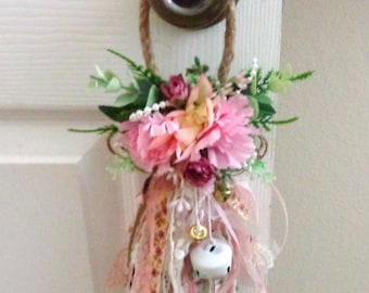 Door Knob Hanger Rag Fabric Tassel Floral Doorknob Hanger-Farmhouse-Country Wall-Door Cabinet Home Decoration-by Floramiagarden