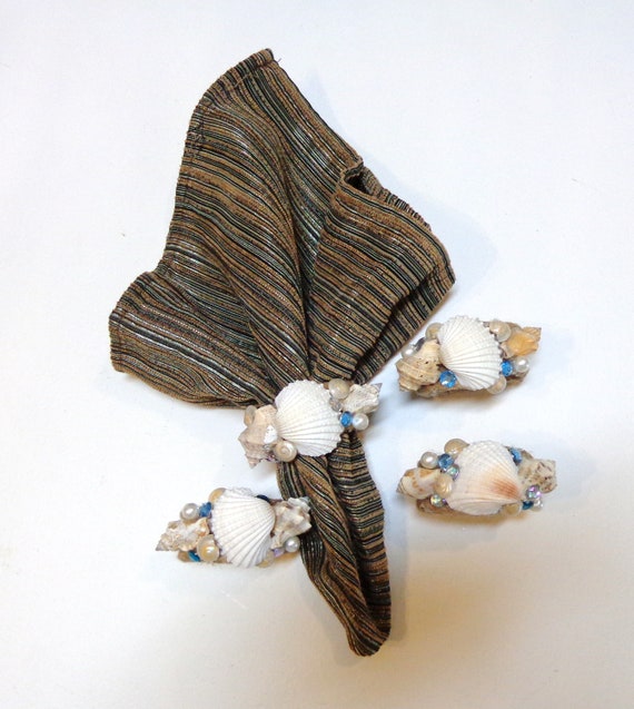 Set of 4-beach Decor Seashell Napkin Rings-sold in Set of 4 - Etsy