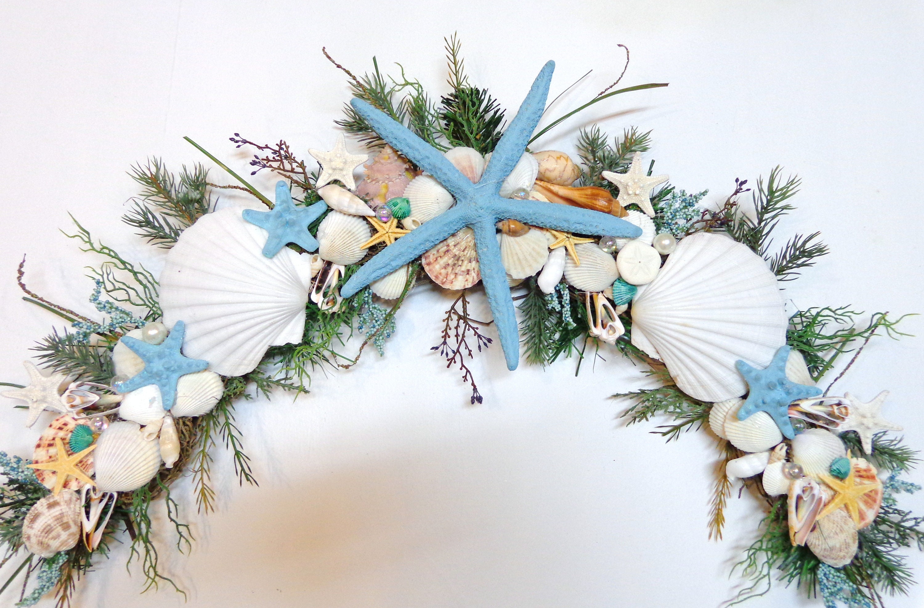 Beach Christmas Decor Seashell Garland, Nautical Coastal Christmas Starfish  & Shell Garland, Beach Coastal Gifts, 6 FT 